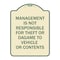 Signmission Management Is Not Responsible for Theft or Damage to Vehicles or Contents Alum, 24" H, TG-1824-23878 A-DES-TG-1824-23878 - alternate 1
